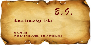 Bacsinszky Ida névjegykártya